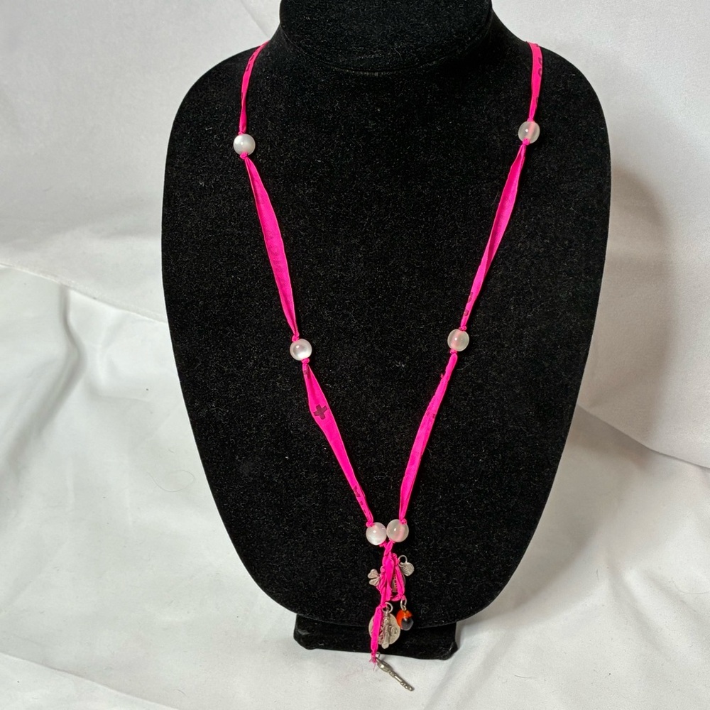 Vintage Brazilian Prayer Ribbon Necklace GUC